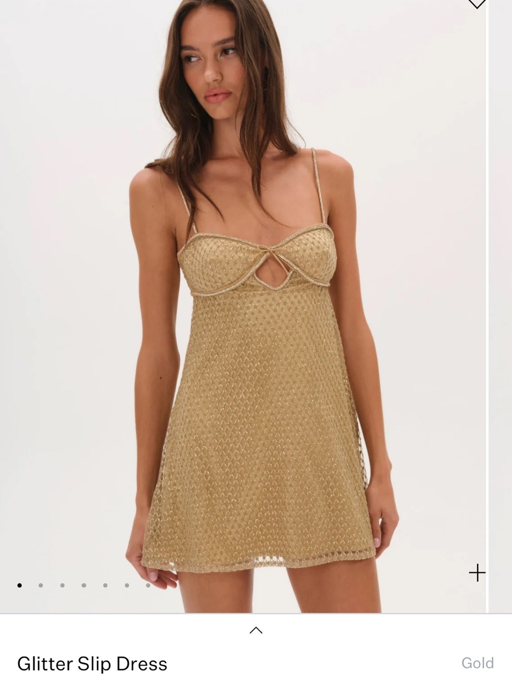 BNWT For Love And Lemons Gold Metallic Mini Glitter Slip Dress size Medium